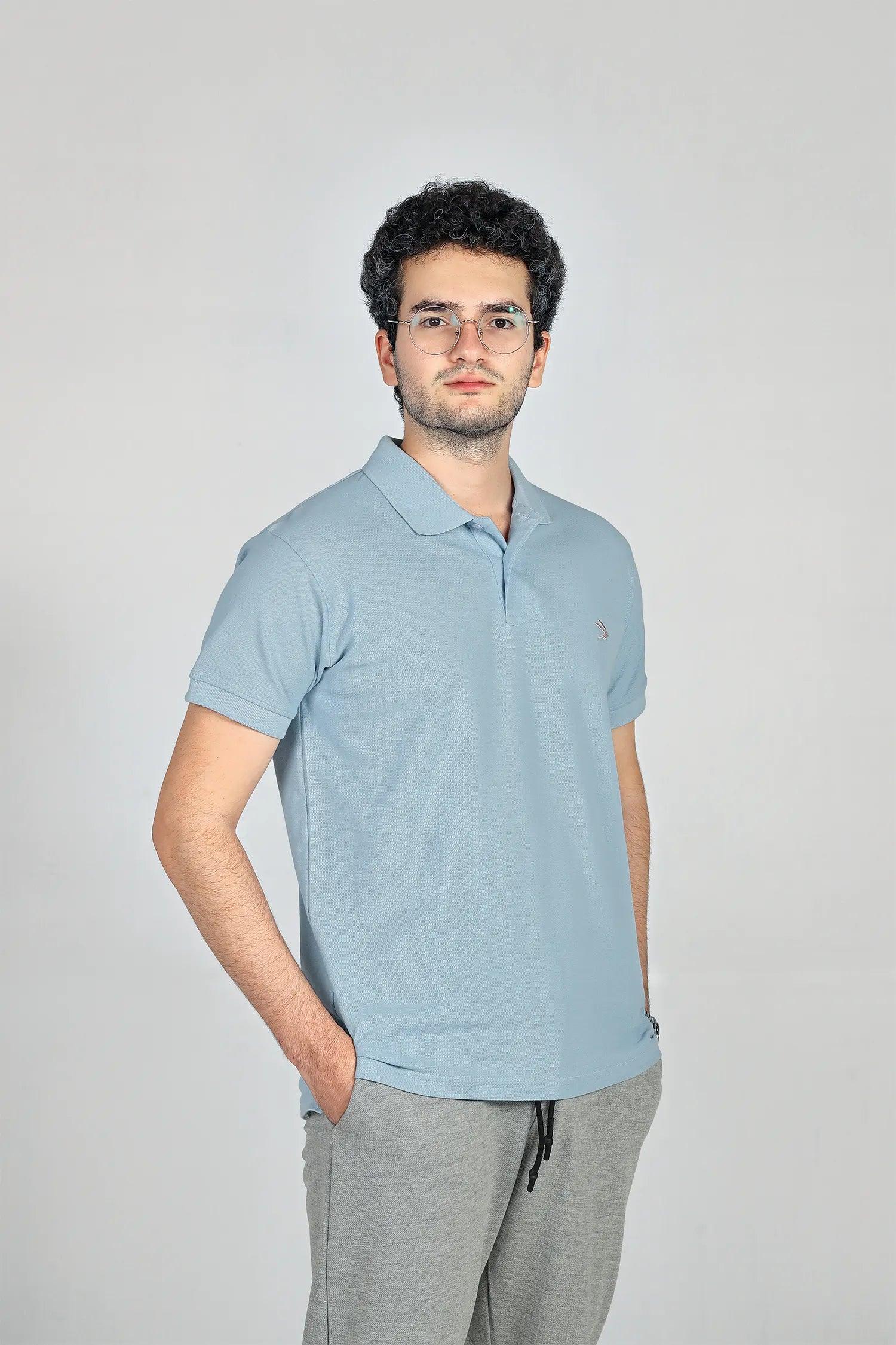 Sky Blue Polo with Pink Logo - Lepus