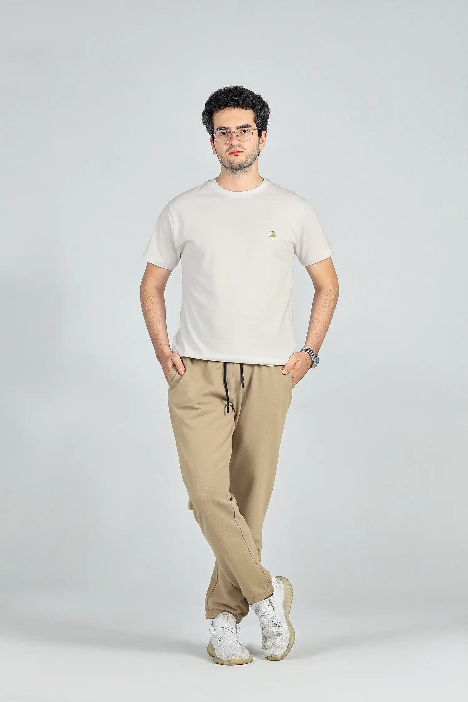 White T-Shirt with Beige Logo - Lepus