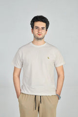 White T-Shirt with Beige Logo - Lepus